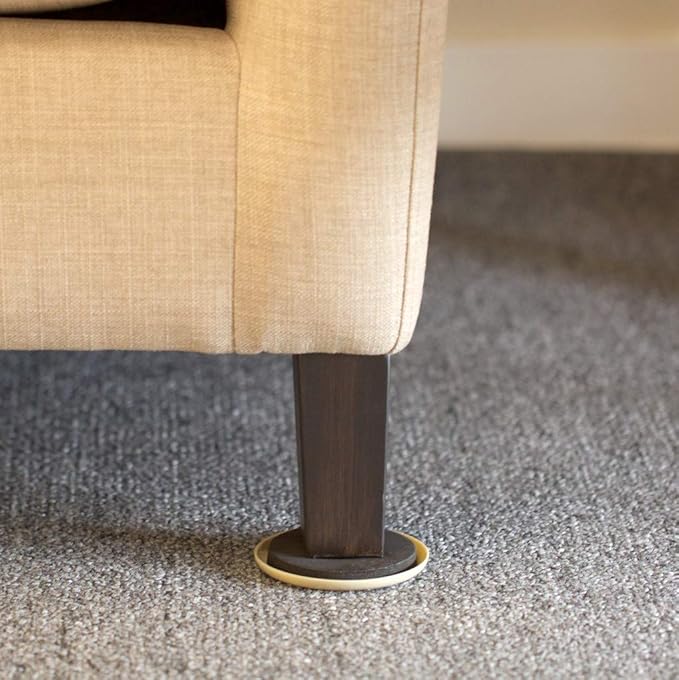 Duck Brand Plastic Carpet Furniture Sliders, 3.5 inch Width, Round, 16 Pack, Brown (284857)