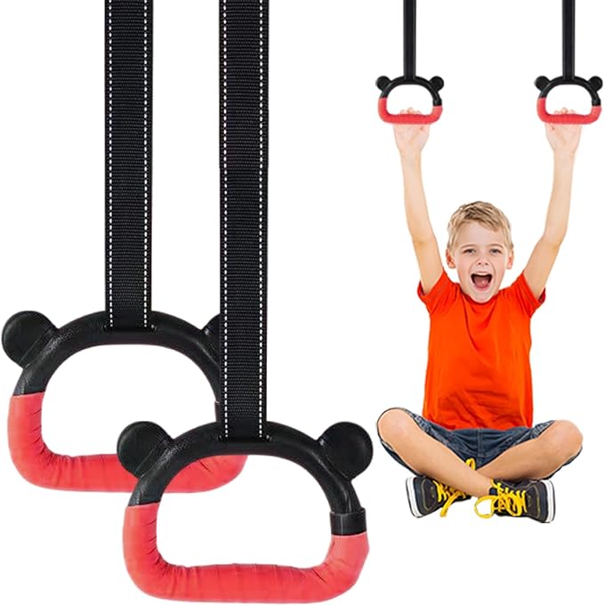 Kids Gymnastics Rings, Children's Home Gym Equipment, Children's Adjustable Strap Strength Training Rings, Pulling Rings for Physical Training
