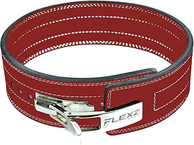 Flexz Fitness Lever Weight Lifting Belt Leather - 10MM 13MM Powerlifting Gym Belts for Men & Women - Lower Back Support for Weightlifting Deadlifts Squats Heavy Duty IPF Bodybuilding
