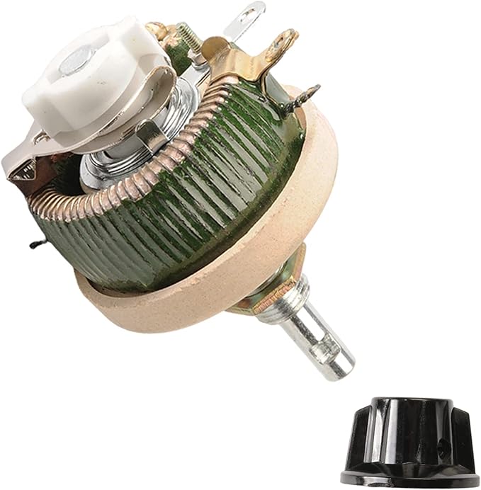Jutagoss 25W 10 Ohm Rheostat, Wirewound Ceramic Potentiometer, Round Variable Sliding Resistor with Black Knob, Adjustable Resistor 1Pc