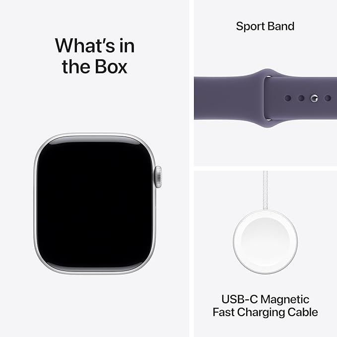 Apple Watch Series 11 [GPS + Cellular 46mm] Smartwatch with Silver Aluminum Case with Purple Fog Sport Band - M/L. Sleep Score, Fitness Tracker, Health Monitoring, Always-On Display, Water Resistant