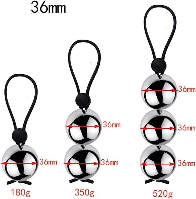 Men's Stretch Weighted Suspension Ball Ring, Progressive Endurance Trainer-USZF57 (36mm Silver Double Ball)