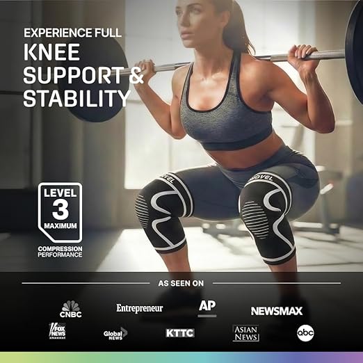 Modvel 2 Pack Knee Brace for Women & Men - Knee Support for Walking, Knee Compression Sleeves for Pain Relief, Knee Sleeves for Women, Knee Sleeves for Men, Knee Brace for Sports, Workouts & Arthritis