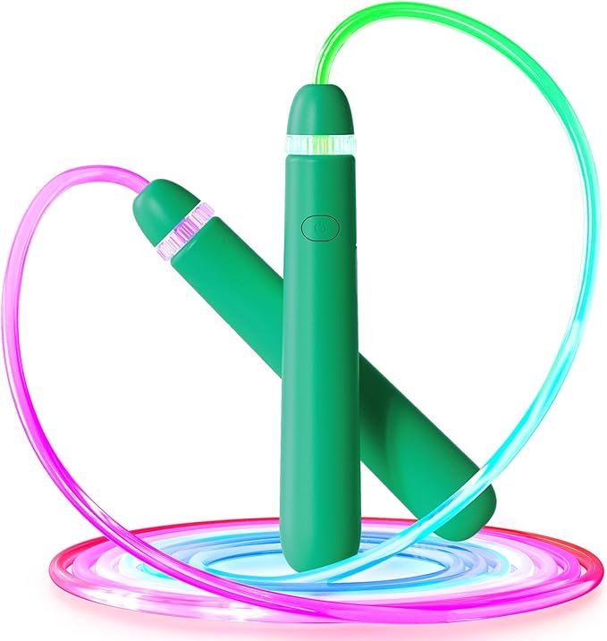 LED Light Up Jump Rope for Kids and Adult, Adjustable Glowing Skipping Rope for Boys and Girls, Colorful Luminous Jumping Rope for Fitness and Workout