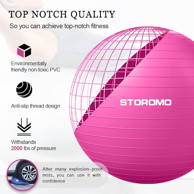 Anti-Burst Pregnancy Exercise Ball – High Weight Capacity Stability Ball for Yoga, Pilates & Labor Support, Eco-Friendly PVC Fitness Ball for Moms, Includes Pump (45cm-95cm)