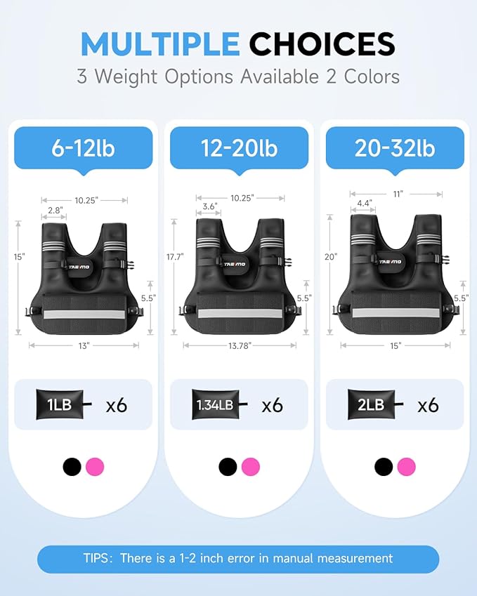 Adjustable Weighted Vest for Women Men, 6-12lb/12-20lb/20-32lb Comfort Fit - U-Shaped Ergonomic Weight Vest with 6 Removable Iron Sandbags, Large Front Mesh Pocket & Reflective Strips, Ideal for Running, Walking, Strength Training, HIIT, Cardio Workouts
