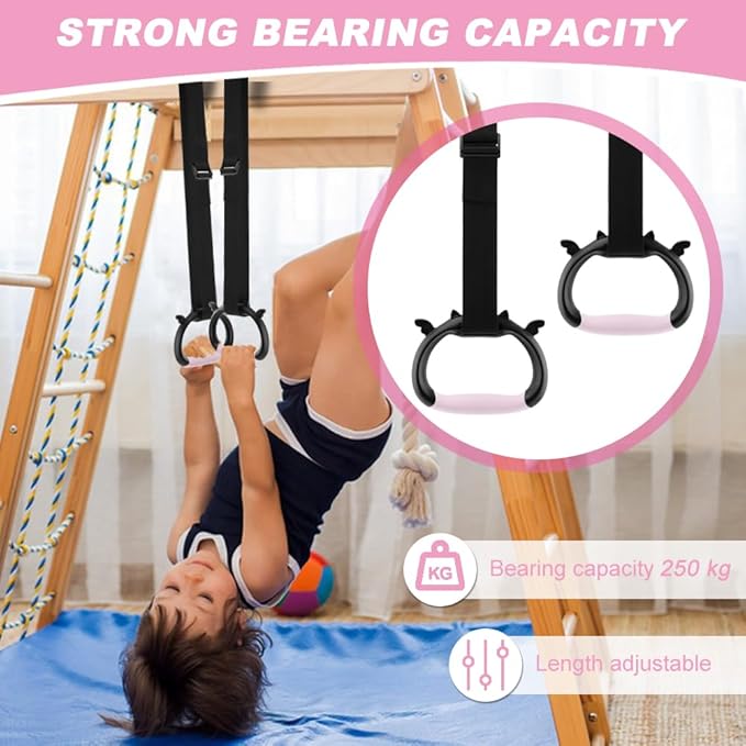 ‌Gymnastic Rings with Adjustable Straps, Heavy Duty 550lbs - Home Gym Equipment, Non-Slip Pull Up Rings for Workout, Strength Training Fitness Ring with Carry Bag‌