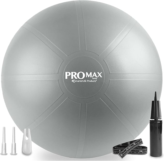 SmarterLife PRO MAX Exercise Ball – Yoga, Stability & Balance Trainer for Core Workouts, Fitness, Physical Therapy, Pregnancy & Office Chair Support – Anti-Slip, Anti-Burst
