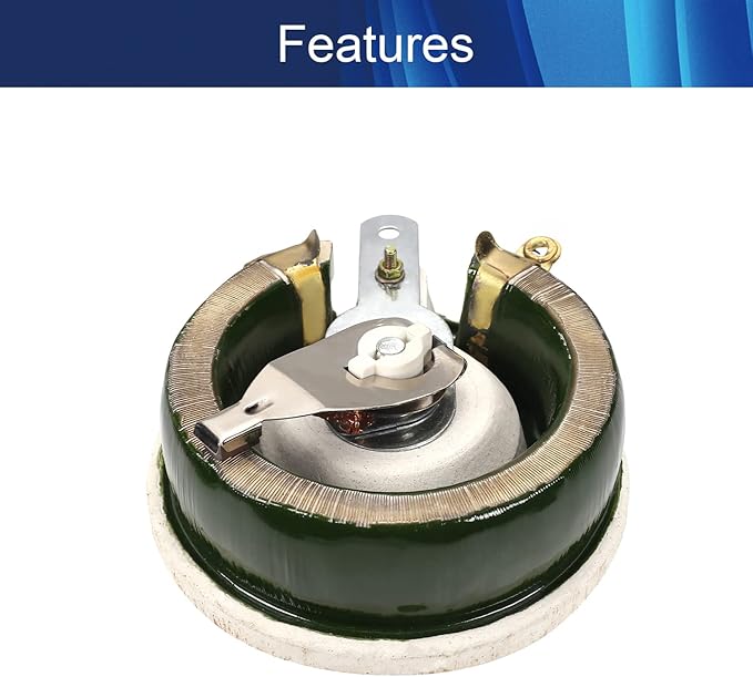 Jutagoss 200W 1K Ohm Rheostat, Wirewound Ceramic Potentiometer, Round Variable Sliding Resistor with Black Knob, Adjustable Resistor 1Pc