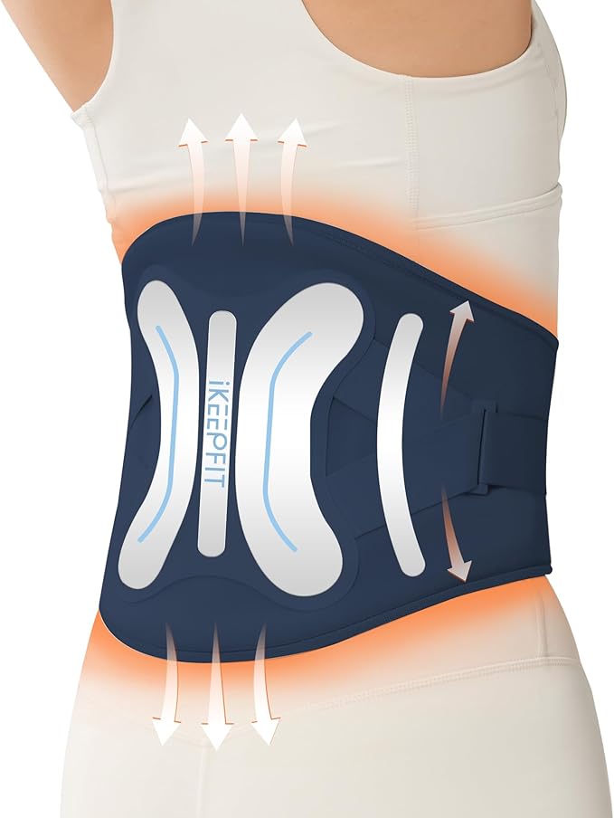 IKEEPFIT Cordless Heating Pad with Massager for Back Pain Relief: MAXwarm® 4.0, Portable Heated Back Brace with Lumbar Support for Sciatica, Large 8000mAh Battery, for Women Men 70"
