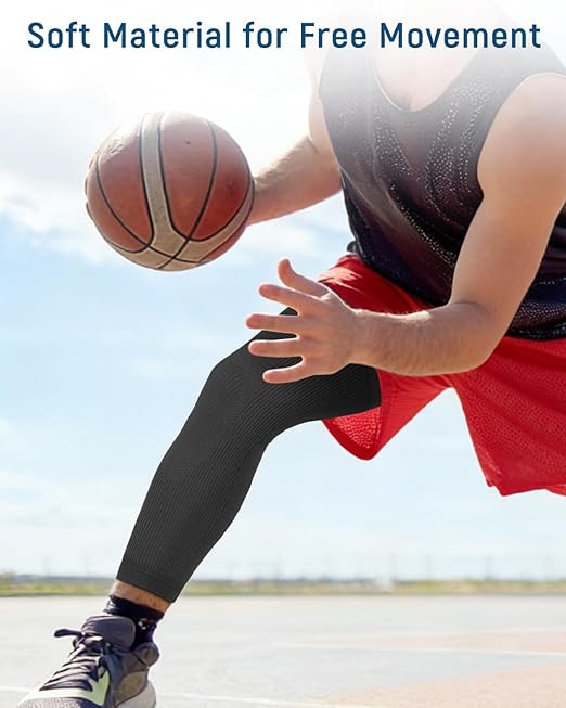 Leg Compression Sleeve - Full Length Knee Sleeve Covers Thigh, Knee and Calf, Stays in Place for Sports, Soft and Elastic for Comfort, Small