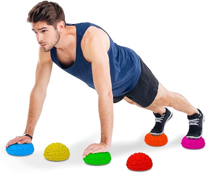 Yes4All Hedgehog Balance Pods for Exercise, Core Body Balancing, Balance Pods for Youth & Adults with Hand Pump - Set of 5
