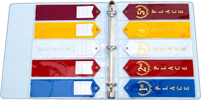 25 Swimming Ribbons Organizer Holder Display Storage Gymnastics Track Award Ribbon Strong Clear Robust Binder Pages Sheets - Mercurydean USA