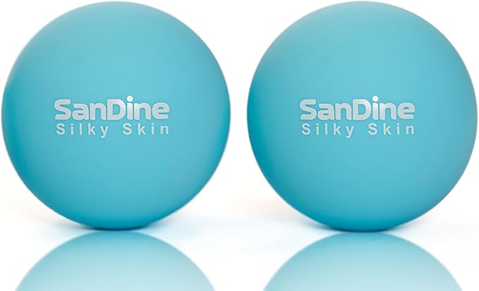 Lacrosse Massage Balls for Deep Tissue Massage - Release Tension Relieve Muscle Soreness Improve Flexibility - Ideal for Myofascial Release Trigger Point Therapy - 2Pack Yoga Balls by Sandine (Blue)
