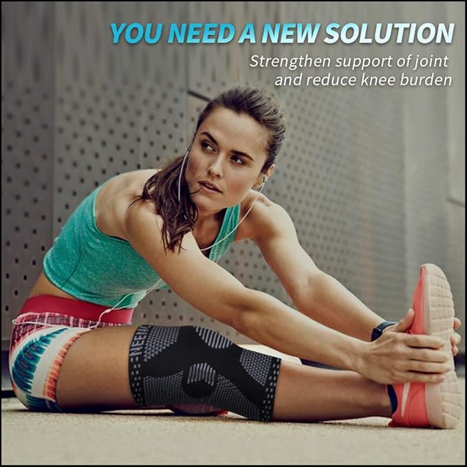 NEENCA Professional Knee Brace for Pain Relief, Medical Knee Support with Patella Pad & Side Stabilizers, Compression Knee Sleeve for Meniscus Tear, ACL, Joint Pain, Runner, Workout (Black, Medium)