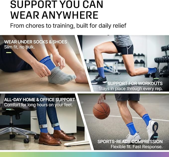 Modvel Ankle Brace for Women & Men - Compression Ankle Sleeve & Foot Brace, Right Left Ankle Support for Sprained Ankle, Achilles Tendonitis, Plantar Fasciitis Relief, Running Basketball Soccer