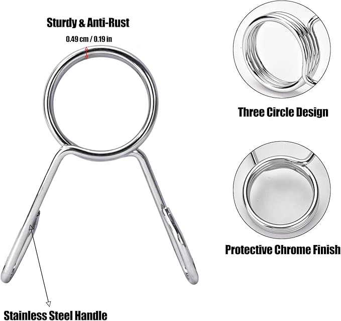 AccEncyc Spring Clip Collars 2 Inch Olympic Barbell Clamps Dumbbell Clips Weight Bar Clips for Weightlifting, Powerlifting, Strength Training