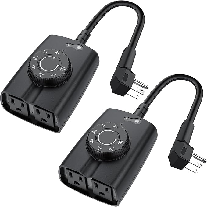 G-Homa Outdoor Dusk to Dawn Light Sensor Timer - 2Pack, Waterproof, 2 Grounded Outlets, 15A 1/2HP, CSA Listed