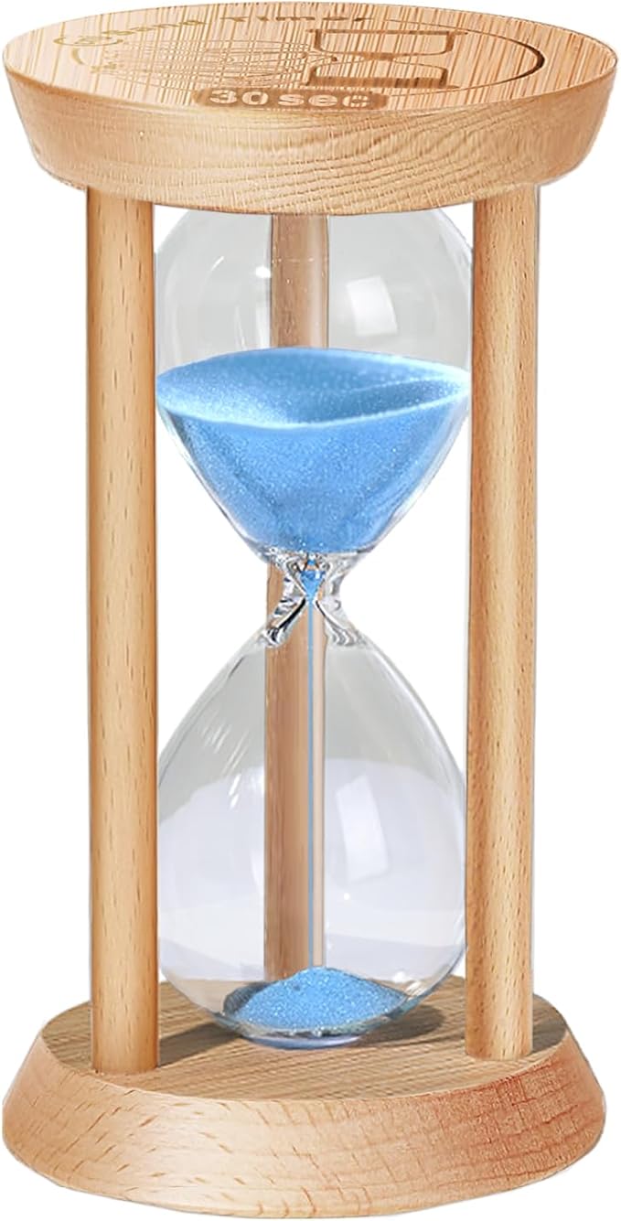 Wooden Sand Timer, 30 Seconds Hourglass, Small Sand Clock, Reloj De Arena, Hour Glass Sandglass for Home, Office, Decorative, Game, Classroom