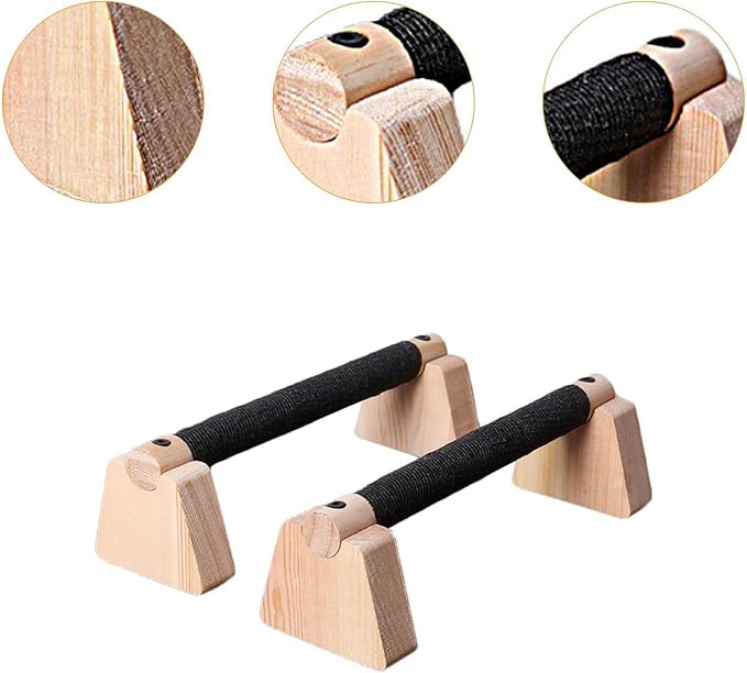 2 Pieces Push up Bar Wooden Parallettes Bar Pushup Handles Portable Anti Slip Push up Stand for Exercise Gymnastics Workout