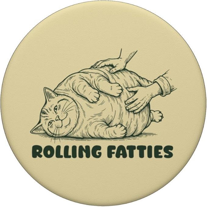 Rolling Fatties Tabby Funny Cute Tabby Lover PopSockets Adhesive PopGrip