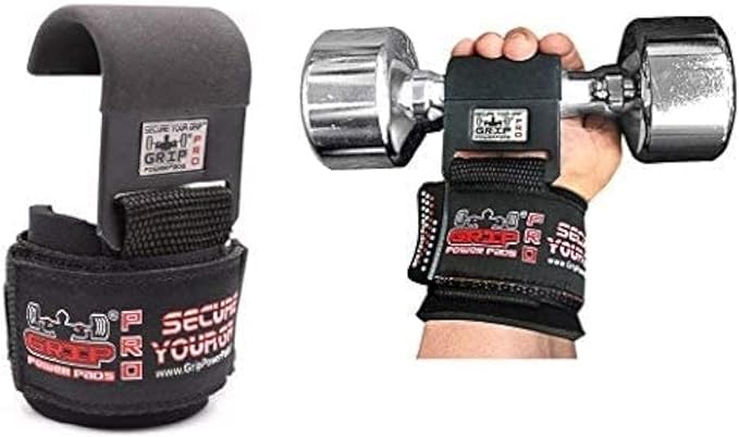 Weight Lifting Rod Hooks Heavy Duty Wrist Wraps Power Weight Lifting Training Gym Grips Straps Set of 2