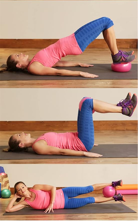 Pilates Exercise Ball for Yoga, Barre, Fitness & Physical Therapy Mini Squishy Balance Ball for Home Workouts Includes Pump for Easy Inflation