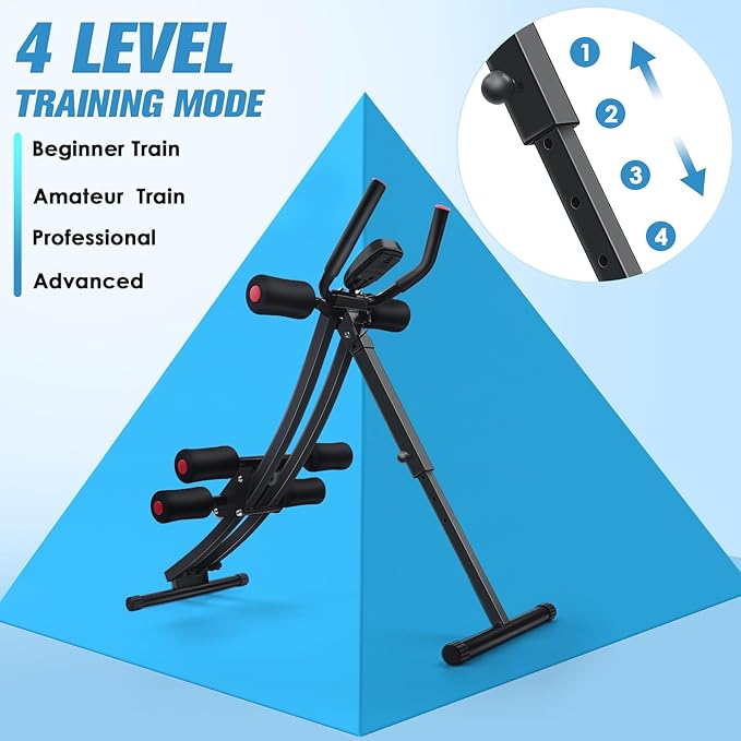 Abdominal Trainers, Adjustable AB Machine at Home or Gym for Core Strength Training, Ab Cruncher Foldable Fitness Gear for Men and Women Exercise &Workout