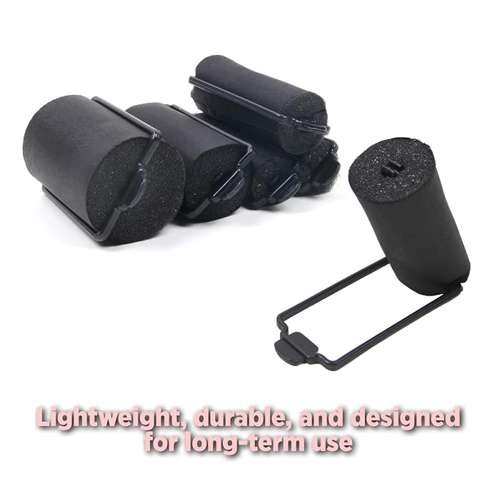 DONNA Silky Satin Foam Rollers 1.25"(D) 6PCS XL Hair Styling Heatless Curlers and Clips for Hairdressing BLACK