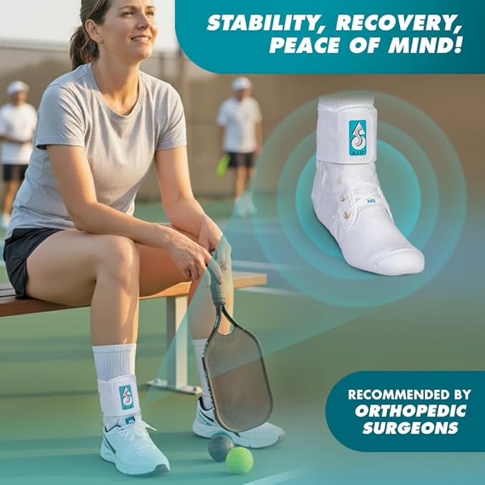Med Spec ASO Ankle Stabilizer - Lace Up Ankle Brace for Sprained Ankle and Peroneal Tendonitis, Orthopedic Ankle Support for Men, Women, Adults, Teens and Kids, Sports Injury Recovery