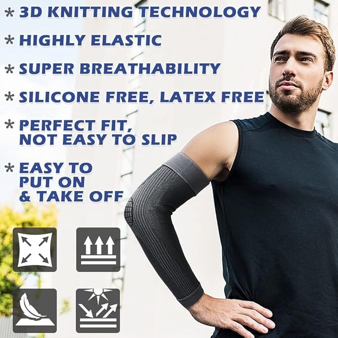 beister Compression Arm Sleeves Elbow Supports,Full Arm Supports Protection for Men & Women (Pair),Non-Slip Sports Arm Braces