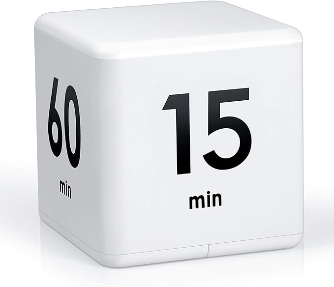 Weewooday Cube Timer, Gravity Sensor Flip Timer for ADHD Productivity, Classroom Kitchen Study Workout Cooking Desk Timers for Time Management, 15 20 30 60 Minutes Countdown Tool(White)