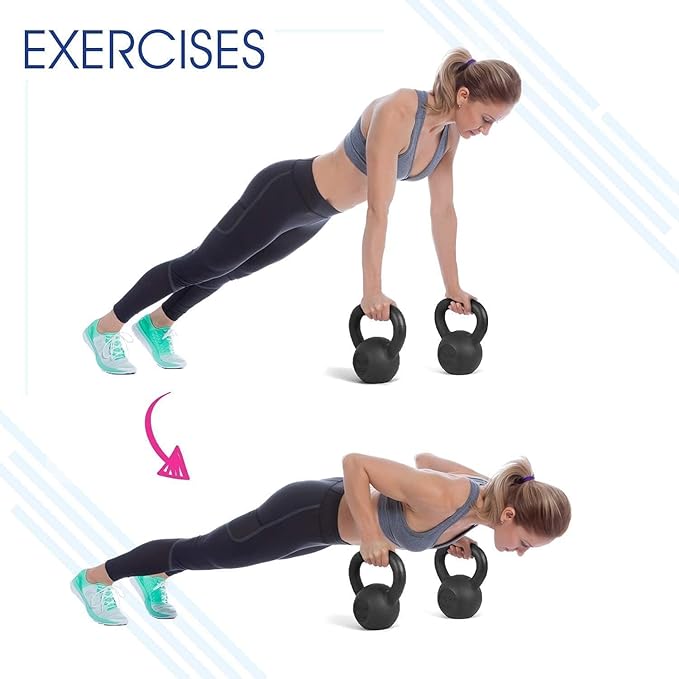Yes4All Cast Iron Kettlebell, Strength Training Kettlebells 5-80 Lb (5,10,15,20,25,30,35,40,45,50,60,70,80 Lb) for Full Body Workout, Push up, Strength Training - Single & Kettlebell Set of 2 for Men