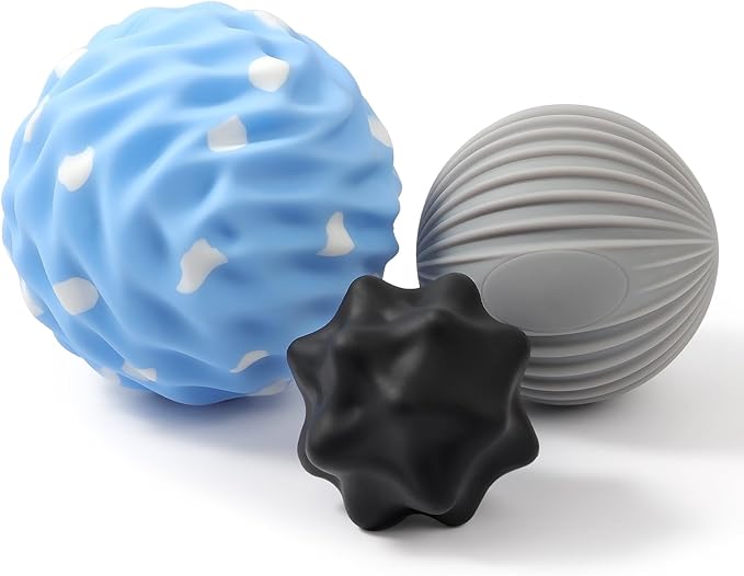 HODEMI Spiky Massage Ball Set, 3 Pack Spiky Ball, Ribbed Massage Ball & Trigger Point Ball for Deep Tissue Massage and Myofascial Release for Back, Neck, Hip, Shoulder and Foot with Mesh Bag
