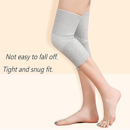 Bamboo Charcoal Knee Sleeve - Bamboo Compression Knee Sleeve for Men and Women - Elastic Warm Knee Brace for Arthritis(Gray, Large)