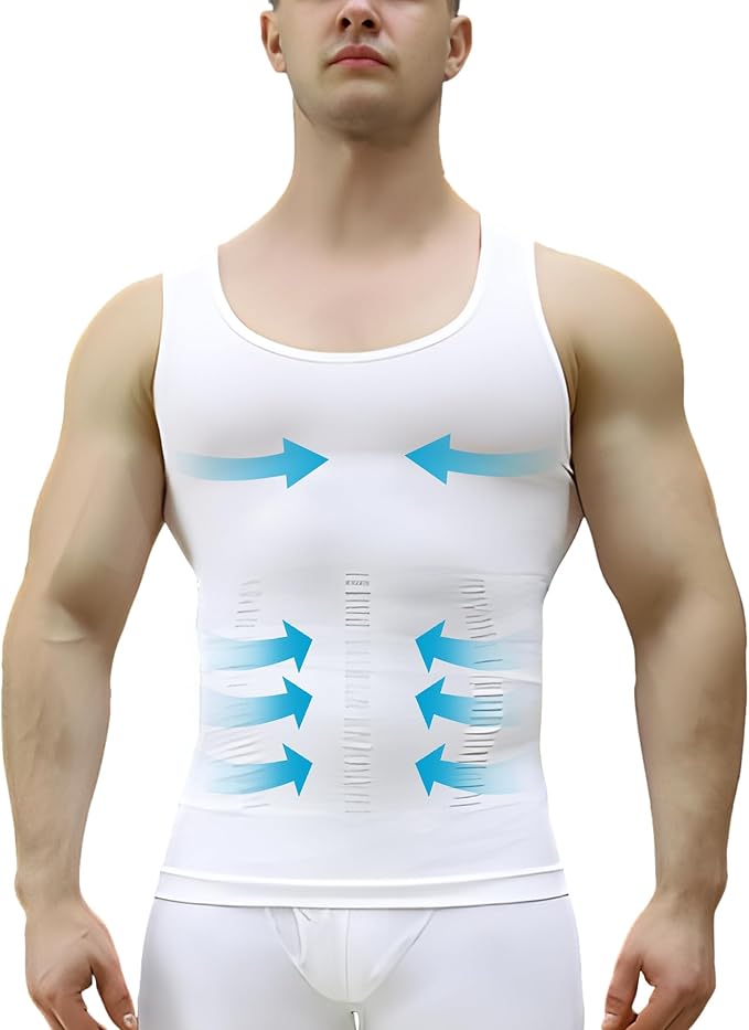 MEETYOO 1/2/3 Pack Men's Shaper Slimming Tank Top Athletic Compression Shirt with Sleeveless Undershirts for Men
