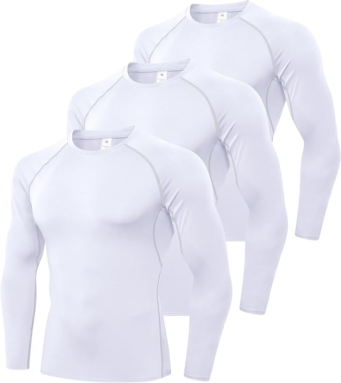 SPVISE 1 or 3 Pack Men's Compression Shirts Long Sleeve Workout Gym T-Shirt Running Top Cool Dry Sports Baselayer Undershirts