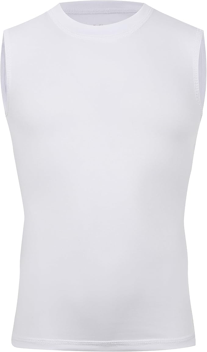 Youth Boy Girls Sleeveless Compression Shirt Kid Athletic Tank Top Quick Dry Basketball Football Undershirt