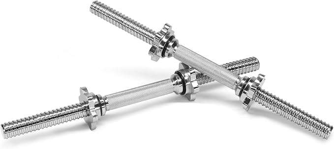 Yes4All Threaded Dumbbell Handles, Build Your Own Secure 14/16/18/24 Inch Dumbbell Bar Pair, Fit 1”–1.15” Plates Adjustable for Strength Progress, Non-Slip Star-Lock Collars, Tight Grip
