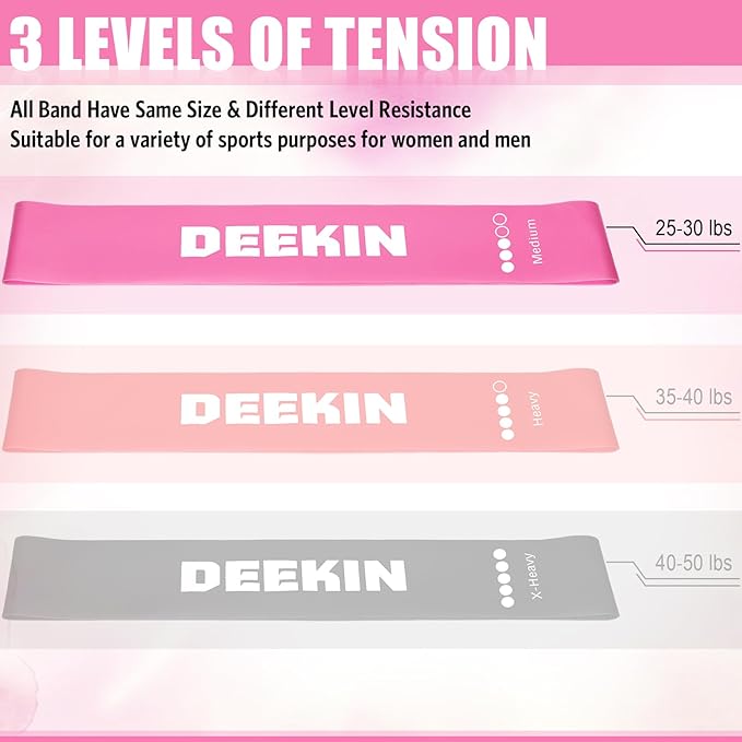 Deekin Resistance Bands Resistance Loop Exercise Bands Exercise Equipment Elastic Ring for Women and Men Home Fitness, Gym, Yoga