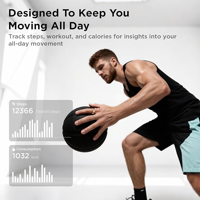 BENIO Gen 2 Smart Ring for Women & Men, Heart Rate,Fitness Tracker with Sleep，Step/Sleep/Blood Oxygen/Heart Rate Tracker, 5ATM Waterproof for iOS and Android,No Subscription