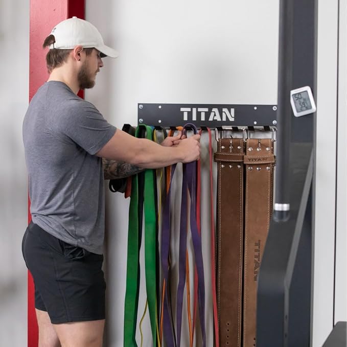 Titan Fitness 5in Depth Belt and Band Hanger, 10 Prongs, Accessory Rack for Resistance Bands, Mini Bands, Collars, Weight Belts