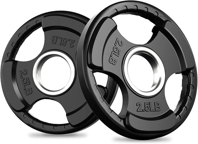 RitFit Weight Plates for Barbell, 2-Inch Olympic Rubber Grip Plates for Weightlifting and Strength Training in Home & Gym, Single, Pair and Sets
