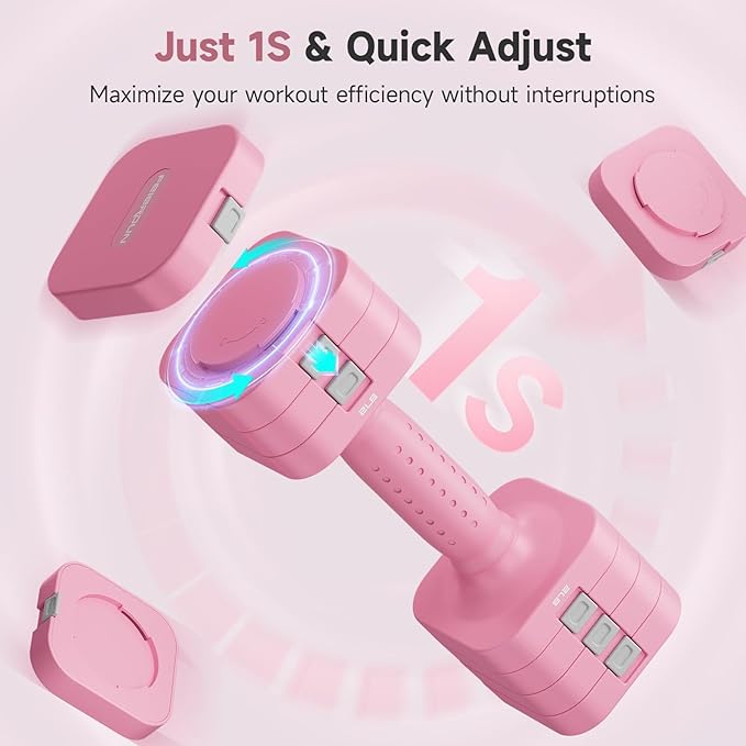 FEIERDUN 5-in-1 Adjustable Dumbbell Set of 2, 12LBS/20LBS Hand Weights for Women, Men, 1s-Adjust Dual-Stable Dumbbell Set for Women Home Gym & Outdoor