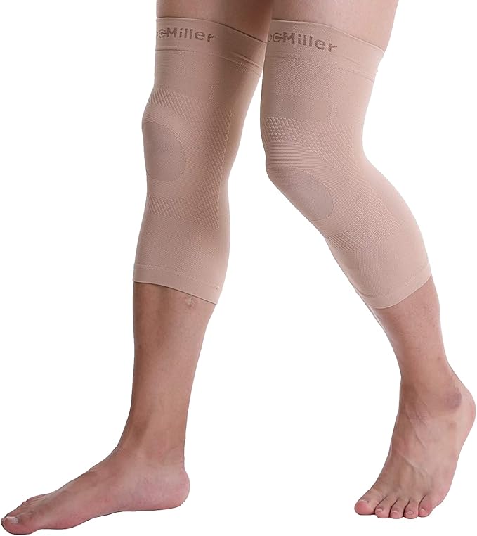 Doc Miller Knee Compression Sleeve Brace for Men & Women (Pair) Best Support for Workout Running ACL Arthritis Pain Relief