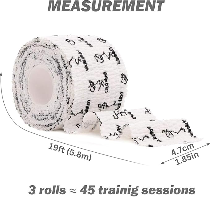 WARM BODY COLD MIND 1.85" Weightlifting Thumb Tape - Hook Grip Tape for Powerlifting, Cross Training, Gym Tape, Workout, Weight Lifting Tape, Athletic Finger Wrap (White 3 Rolls)