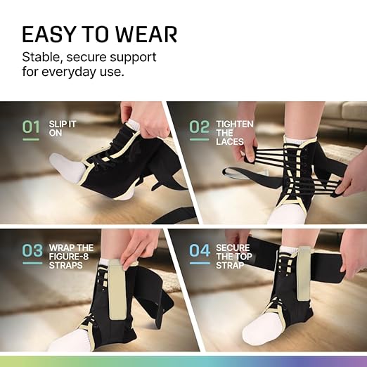 MODVEL Slim Lace Up Ankle Brace, Adjustable Ankle Braces for Men, Ankle Brace for Women, Ankle Support for Women – Figure 8 Ankle Brace Strapping with Soft Pads for Sprained Joint Stability Ankle Wrap