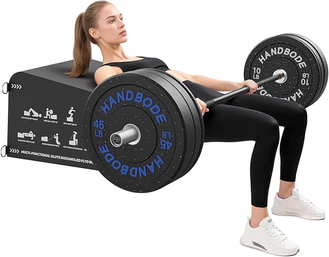 HANDBODE Hip Thrust Bench, Multi-Functional Slip-Free Hip Thrust Machine for Glute Bridge, Box Jump, Push-Ups, Squat, Ab Exercise, Suitable for Home & Gym