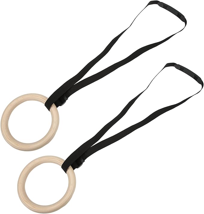 1 Pair Pull Up Training Rings Wooden Gymnastics Rings Gymnastics Rings Gymnastics Rings Suspension for Home Gym WorkoutTraining Rings