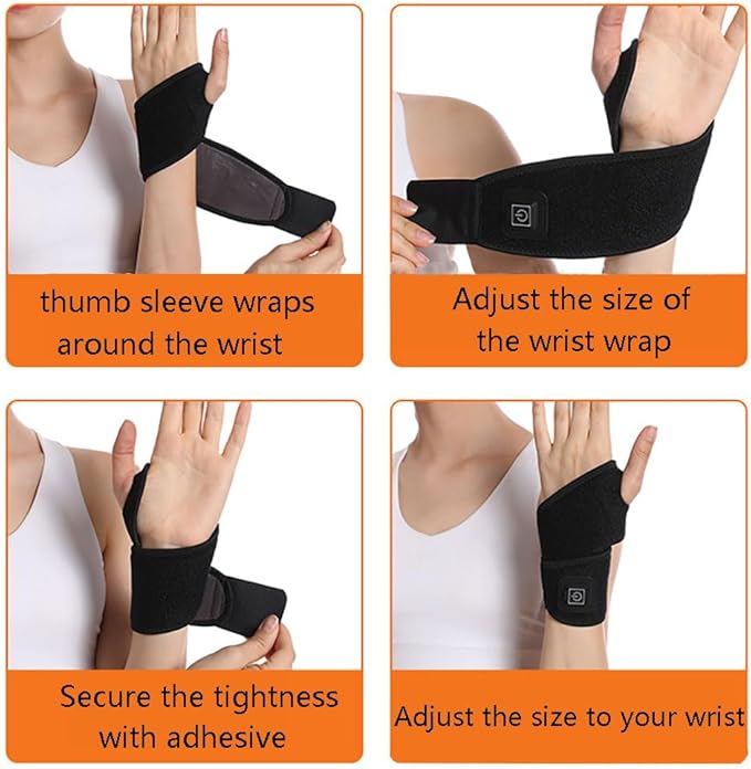 USB Wrist Brace Heating Pad Adjustable Heated Wrist Brace Wrap 3 Heating Levels Wrist Warmer Electric Heating Pad for Wrist and Hand Wrist Support to Relieve Pain